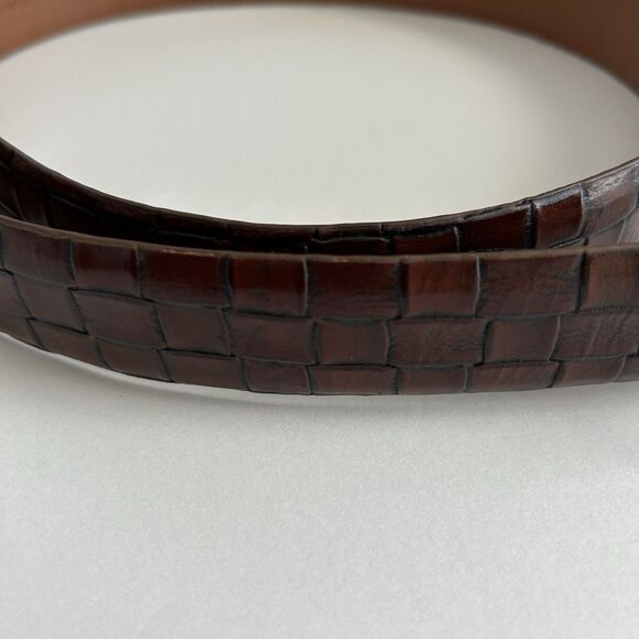 J Campbell Los Angeles Belt Italian Leather Mens Brown Embossed Size 34 - Picture 2 of 11